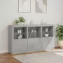 Credenza con Luci LED Grigio Cemento 181,5x37x100 cm