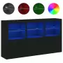 Credenza con Luci LED Nera 181,5x37x100 cm