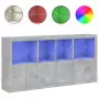 Credenza con Luci LED Grigio Cemento 202x37x100 cm