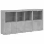 Credenza con Luci LED Grigio Cemento 202x37x100 cm