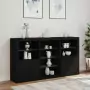 Credenza con Luci LED Nera 181,5x37x100 cm