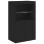 Credenza con Luci LED Nera 181,5x37x100 cm