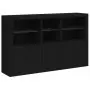 Credenza con Luci LED Nera 162x37x100 cm