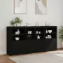 Credenza con Luci LED Nera 202x37x100 cm