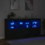 Credenza con Luci LED Nera 202x37x100 cm