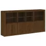 Credenza con Luci LED Rovere Marrone 202x37x100 cm