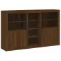 Credenza con Luci LED Rovere Marrone 162x37x100 cm