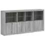 Credenza con Luci LED Grigio Sonoma 202x37x100 cm