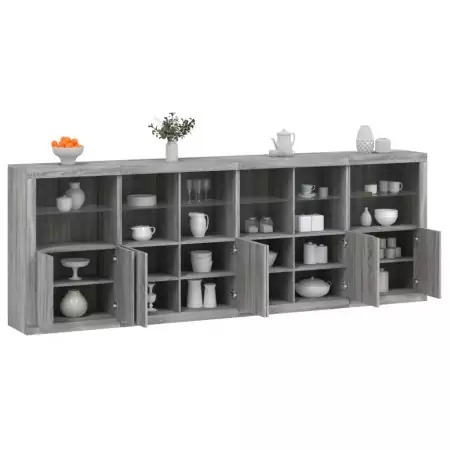 Credenza con Luci LED Grigio Sonoma 283x37x100 cm