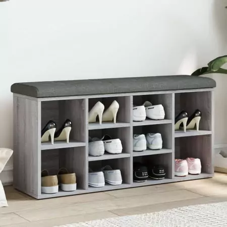 Panca Porta Scarpe Grigio Sonoma 102x32x50 cm Legno Multistrato