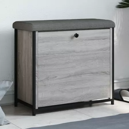 Panca Portascarpe Cassetto Ribaltabile Grigio Sonoma 62x32x56cm