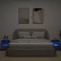 Comodini con Luci LED a Parete 2pz Neri