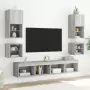 Mobili TV a Parete con Luci LED 2pz Grigio Sonoma 30x28,5x30 cm