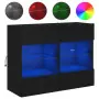 Mobile TV a Parete con Luci LED Nero 78,5x30x60,5 cm