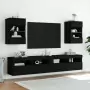 Mobili TV a Parete con Luci LED 2pz Neri 40x30x60,5 cm