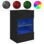 Mobili TV a Parete con Luci LED 2pz Neri 40x30x60,5 cm