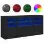 Credenza con Luci LED Nera 142,5x37x67 cm