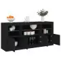 Credenza con Luci LED Nera 142,5x37x67 cm