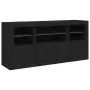 Credenza con Luci LED Nera 142,5x37x67 cm