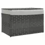 Cesto Portabiancheria Coperchio Grigio 55,5x35x34 cm Polyrattan