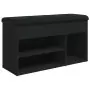 Panca Porta Scarpe Nera 82x32x45,5 cm in Legno Multistrato