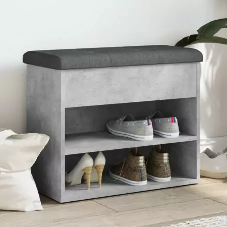 Panca Porta Scarpe Grigio Cemento 62x32x50cm Legno Multistrato