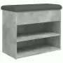 Panca Porta Scarpe Grigio Cemento 62x32x50cm Legno Multistrato