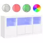 Credenza con Luci LED Bianca 142,5x37x67 cm