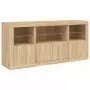 Credenza con Luci LED Rovere Sonoma 142,5x37x67 cm