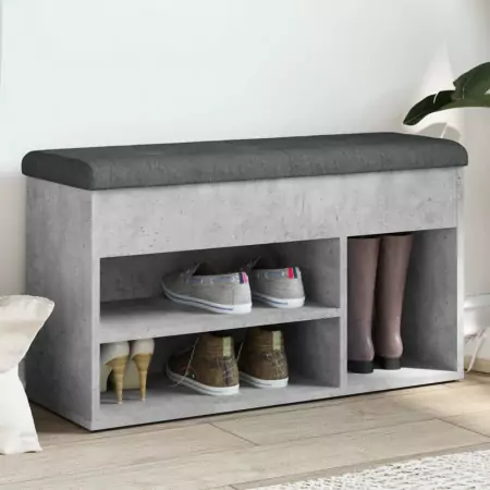 Panca per Scarpe Grigio Cemento 82x32x45,5cm Legno Multistrato