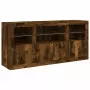 Credenza con Luci LED Rovere Fumo 142,5x37x67 cm