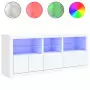 Credenza con Luci LED Bianca 162x37x67 cm