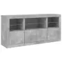 Credenza con Luci LED Grigio Cemento 142,5x37x67 cm