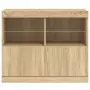 Credenza con Luci LED Rovere Sonoma 81x37x67 cm