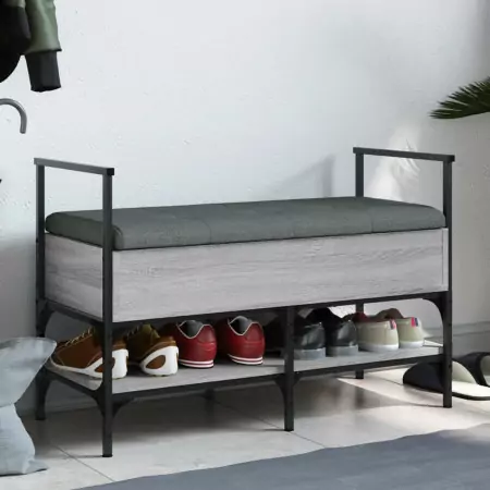 Panca Porta Scarpe Grigio Sonoma 85,5x42x57,5 cm