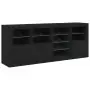 Credenza con Luci LED Nera 164x37x67 cm