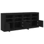 Credenza con Luci LED Nera 164x37x67 cm