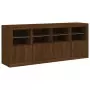 Credenza con Luci LED Rovere Marrone 163x37x67 cm