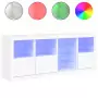 Credenza con Luci LED Bianca 164x37x67 cm