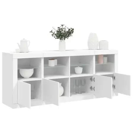 Credenza con Luci LED Bianca 163x37x67 cm