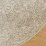 Tappeto Pelo Lungo Effetto Lucido Beige Ø 80 cm