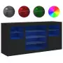 Credenza con Luci LED Nera 142,5x37x67 cm