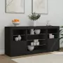 Credenza con Luci LED Nera 142,5x37x67 cm