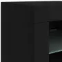 Credenza con Luci LED Nera 142,5x37x67 cm