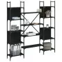 Libreria Nera 155,5x24x166,5 cm in Legno Multistrato