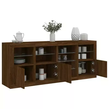 Credenza con Luci LED Rovere Marrone 164x37x67 cm