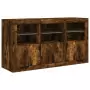 Credenza con Luci LED Rovere Fumo 123x37x67 cm