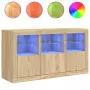 Credenza con Luci LED Rovere Sonoma 123x37x67 cm