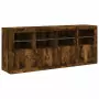 Credenza con Luci LED Rovere Fumo 163x37x67 cm