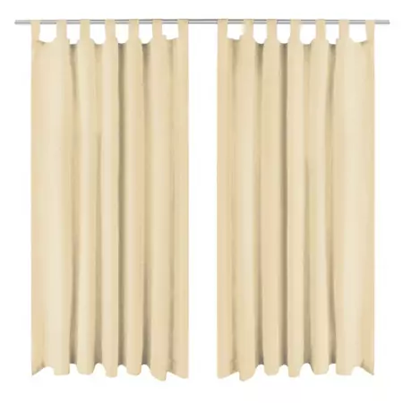 Tende in Micro Raso 2 pz con Passanti 140x245 cm Beige